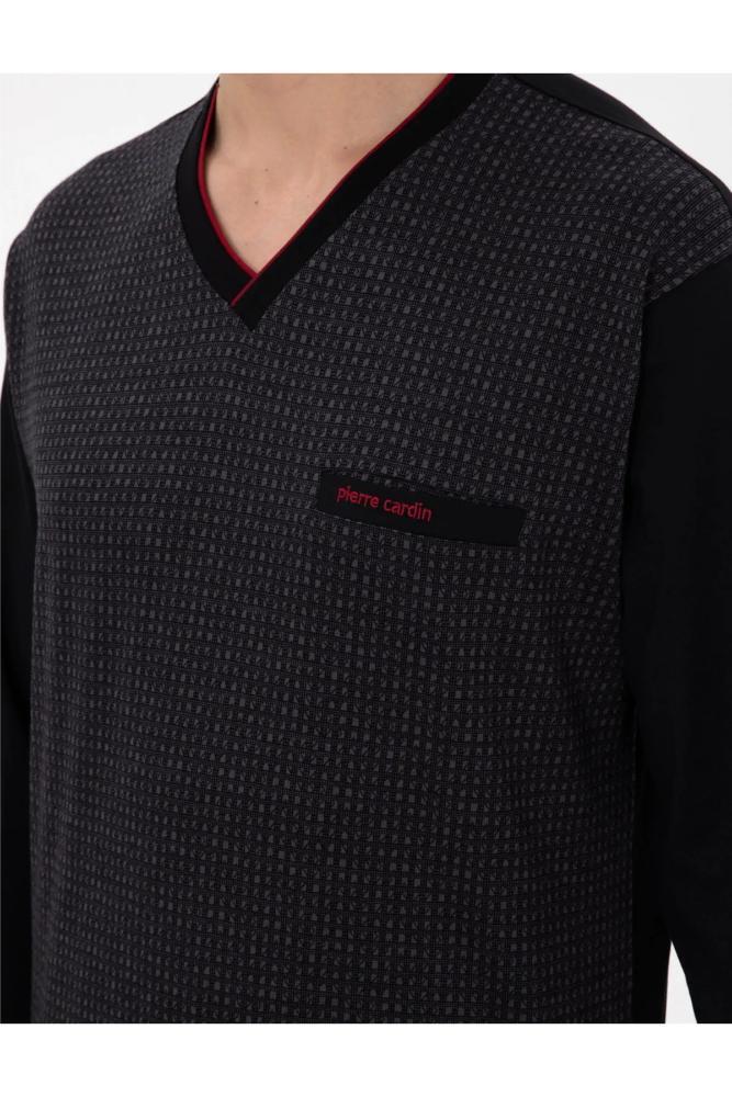 Pierre Cardin Men's Jacquard Pajama Set – Black
