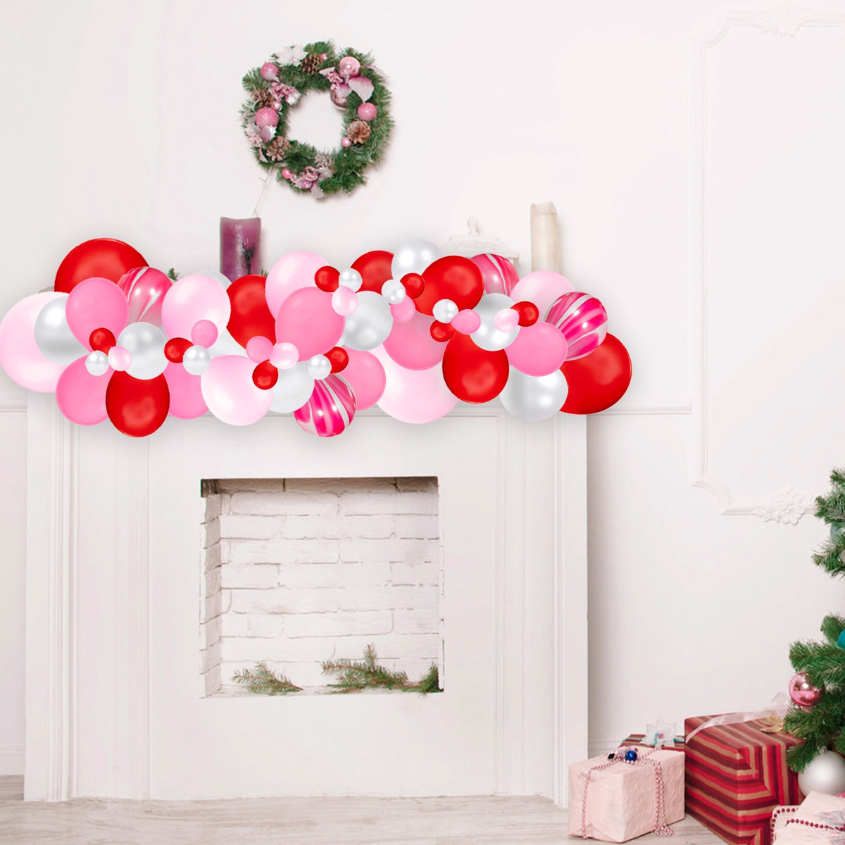 Peppermint Christmas Balloon Garland Kit – Red & Pink