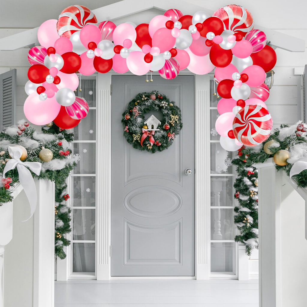 Peppermint Christmas Balloon Garland Kit – Red & Pink