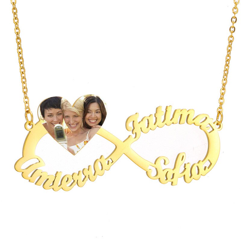 Personalized Infinity Heart Name & Photo Necklace