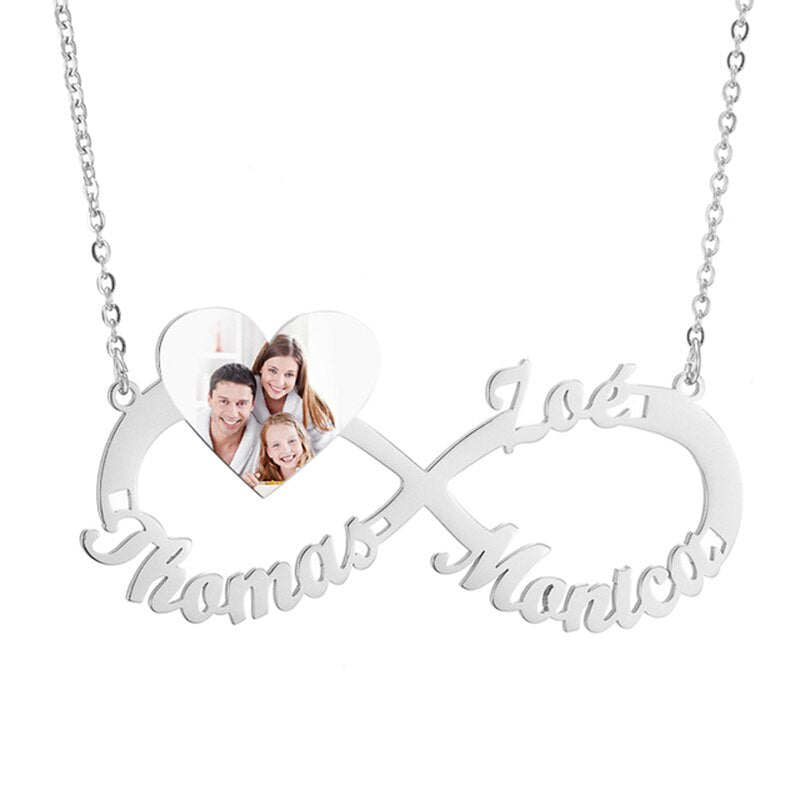 Personalized Infinity Heart Name & Photo Necklace