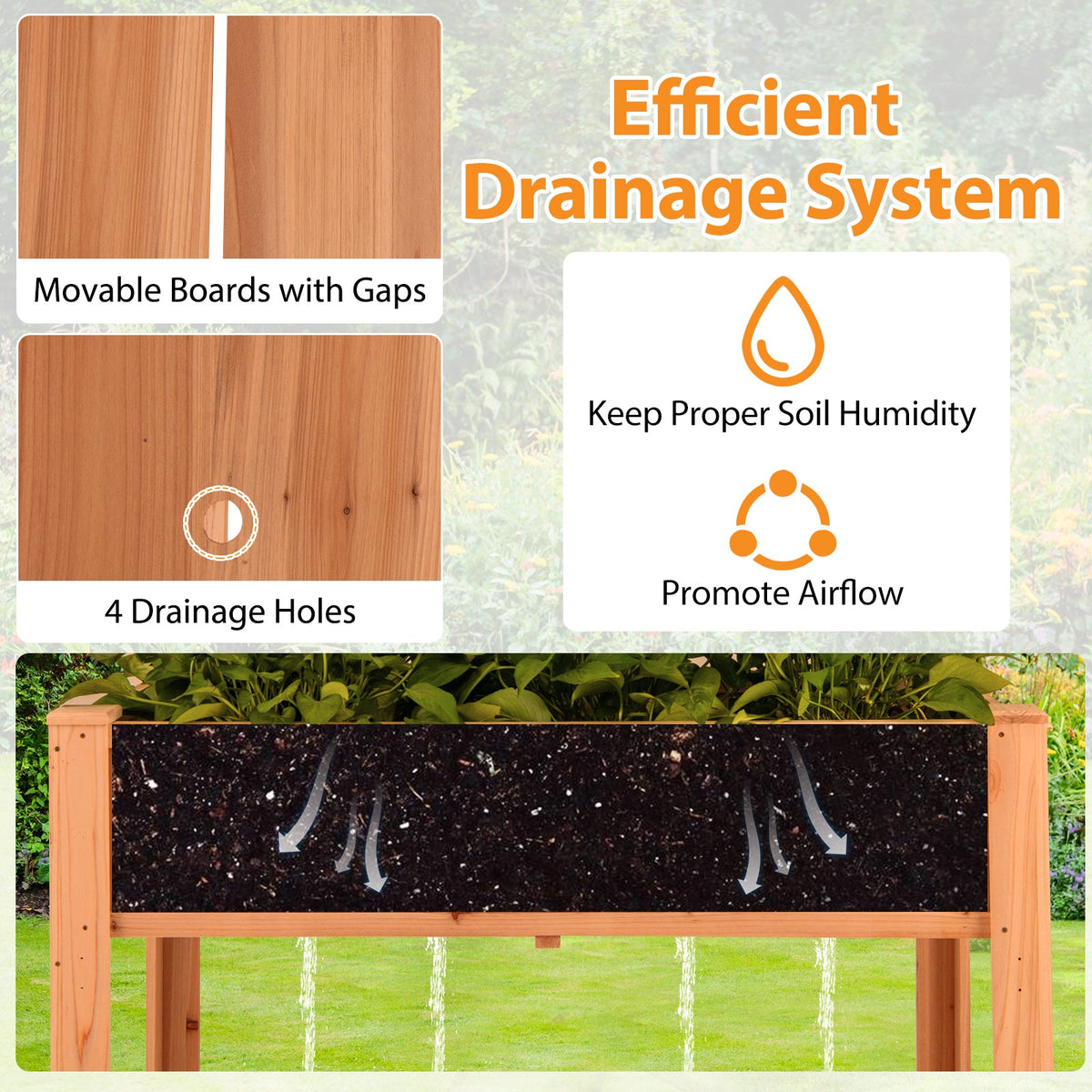 Elevated Wooden Trellis Planter Box with Legs