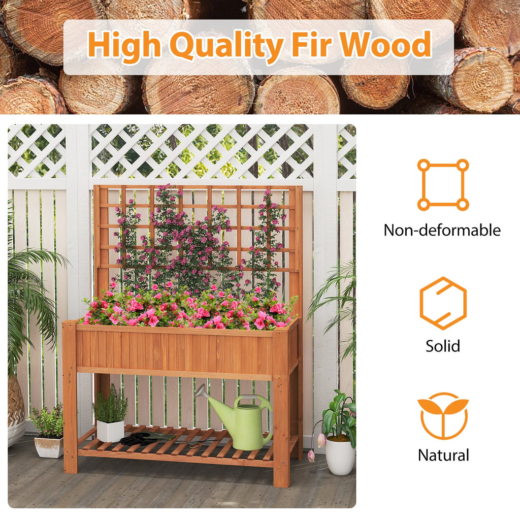 Elevated Wooden Trellis Planter Box with Legs