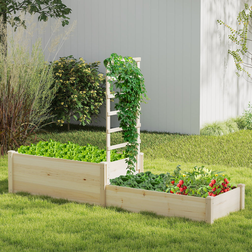 87-Inch Trellis Garden Planter with Two Raised Beds