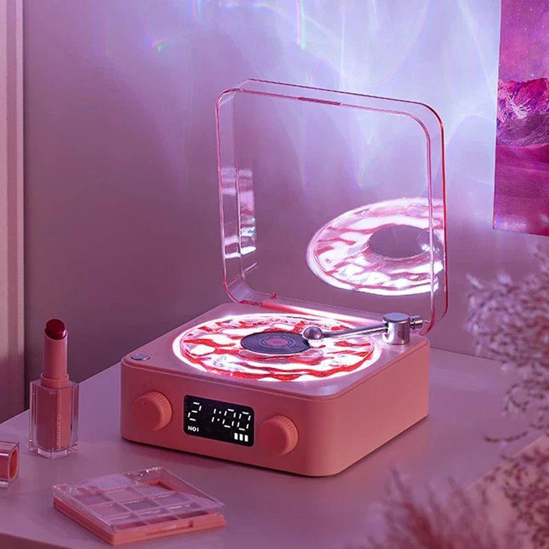 Record Player-Style Bluetooth Speaker with Ambient Lights