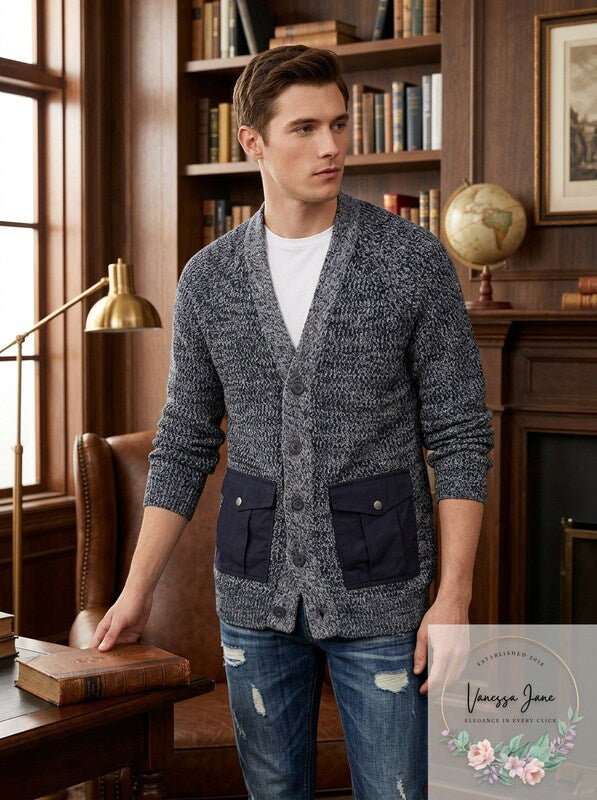 American Rag Men's Textured Knit Cardigan – M