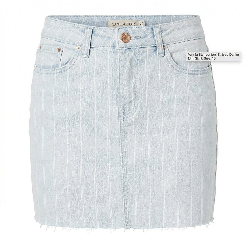 Vanilla Star Juniors Striped Denim Mini Skirt – 15