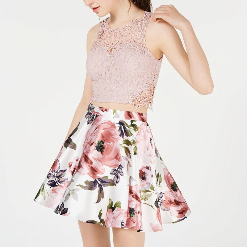 City Studio Juniors Floral Lace Two-Piece Skirt Set – 11