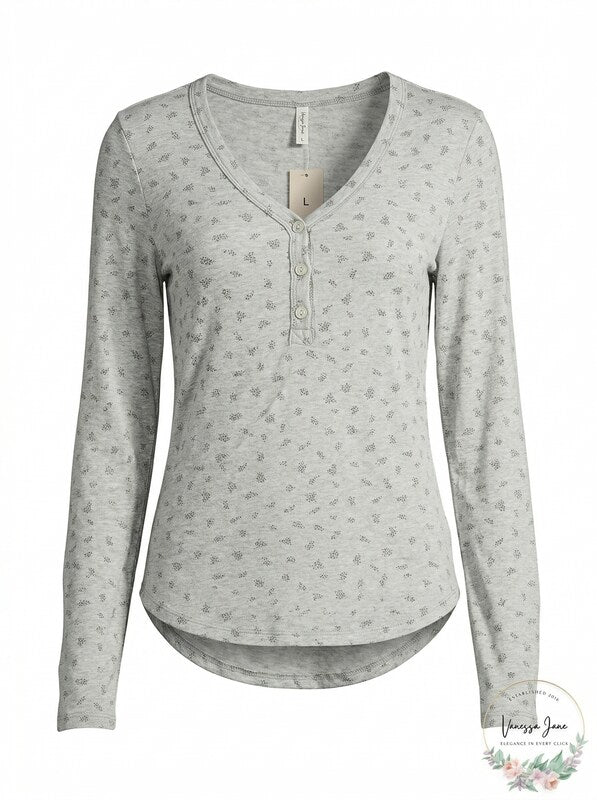 Hippie Rose Juniors Waffle-Knit Henley Top – L