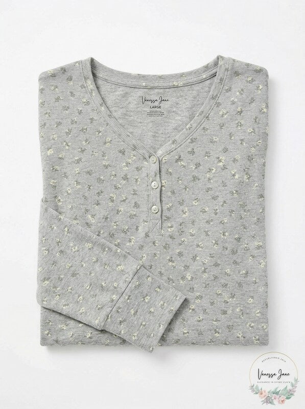 Hippie Rose Juniors Waffle-Knit Henley Top – L