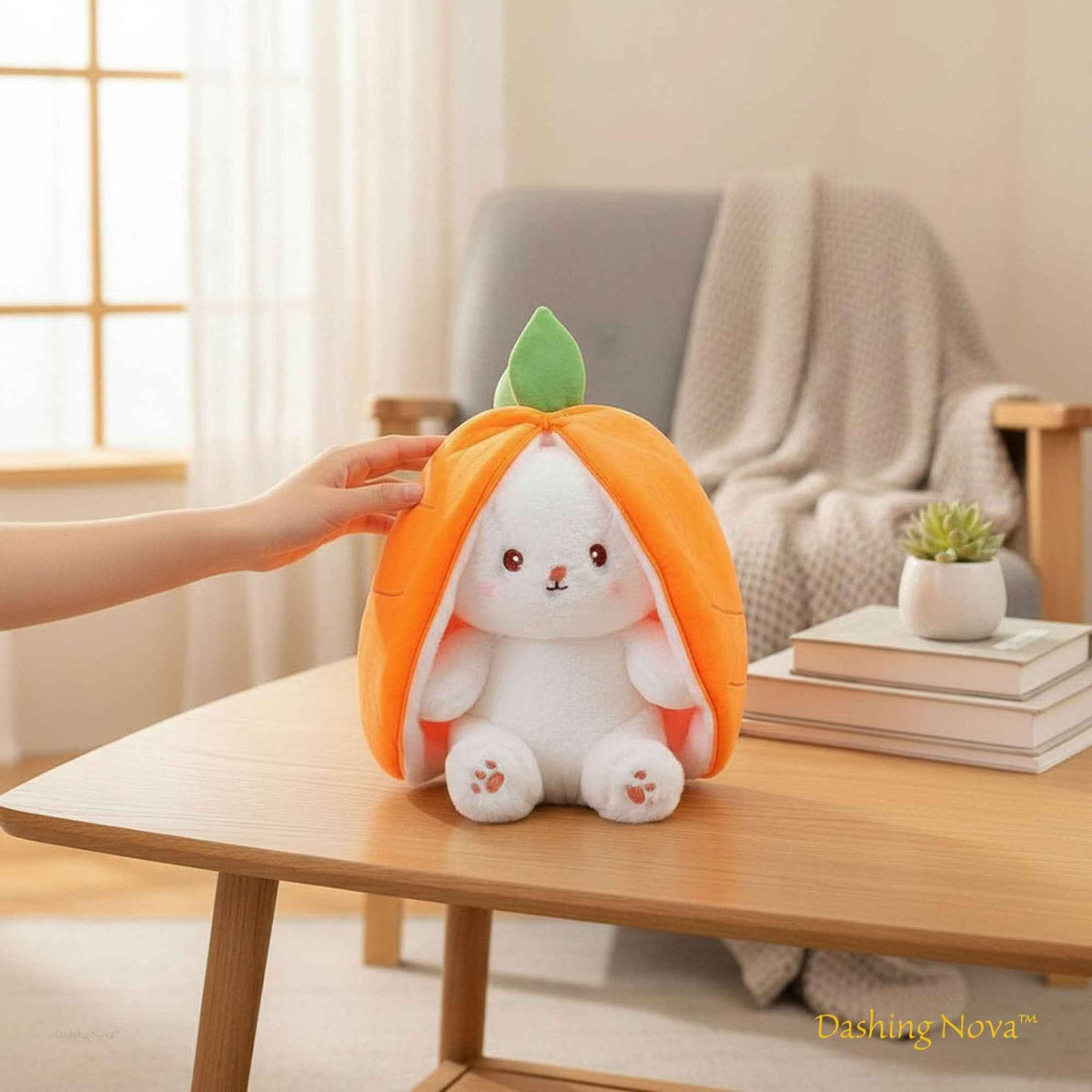 Reversible Strawberry & Carrot Bunny Plush Toy