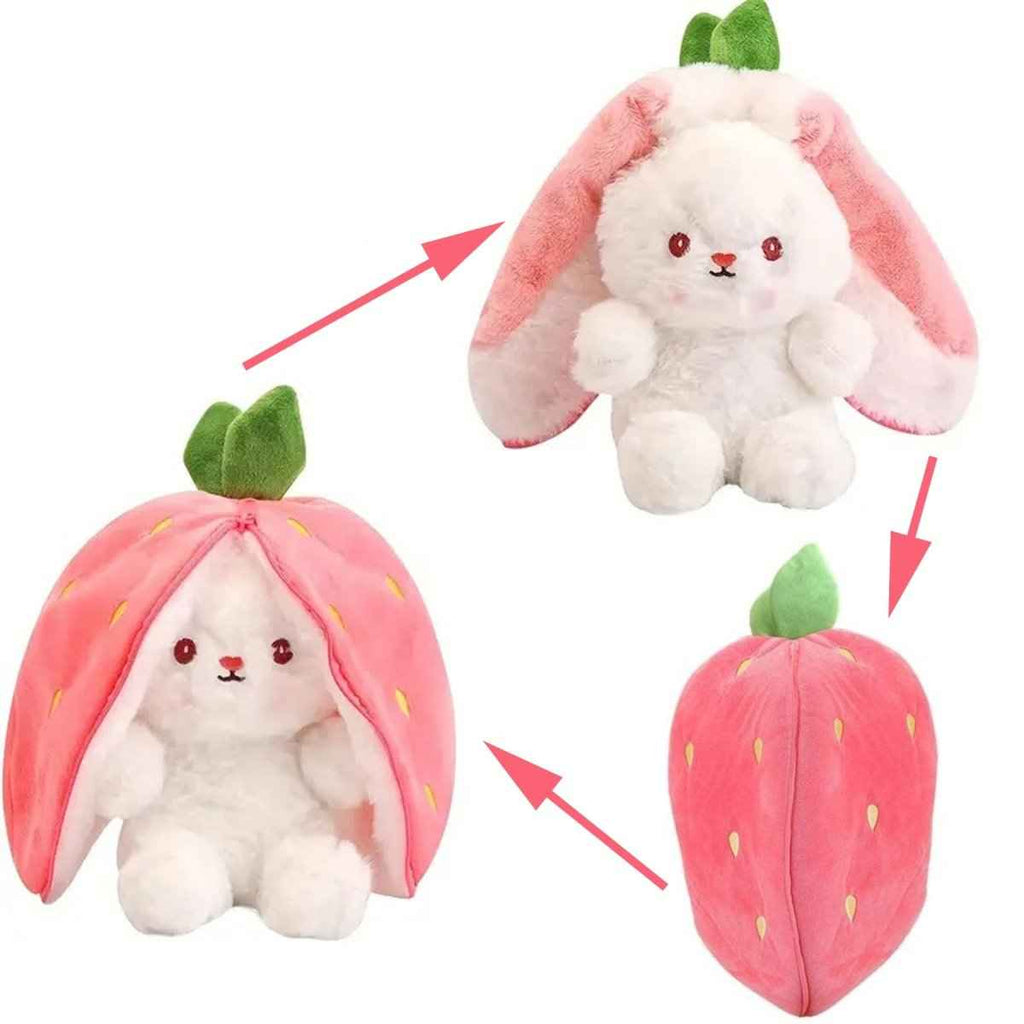 Reversible Strawberry & Carrot Bunny Plush Toy