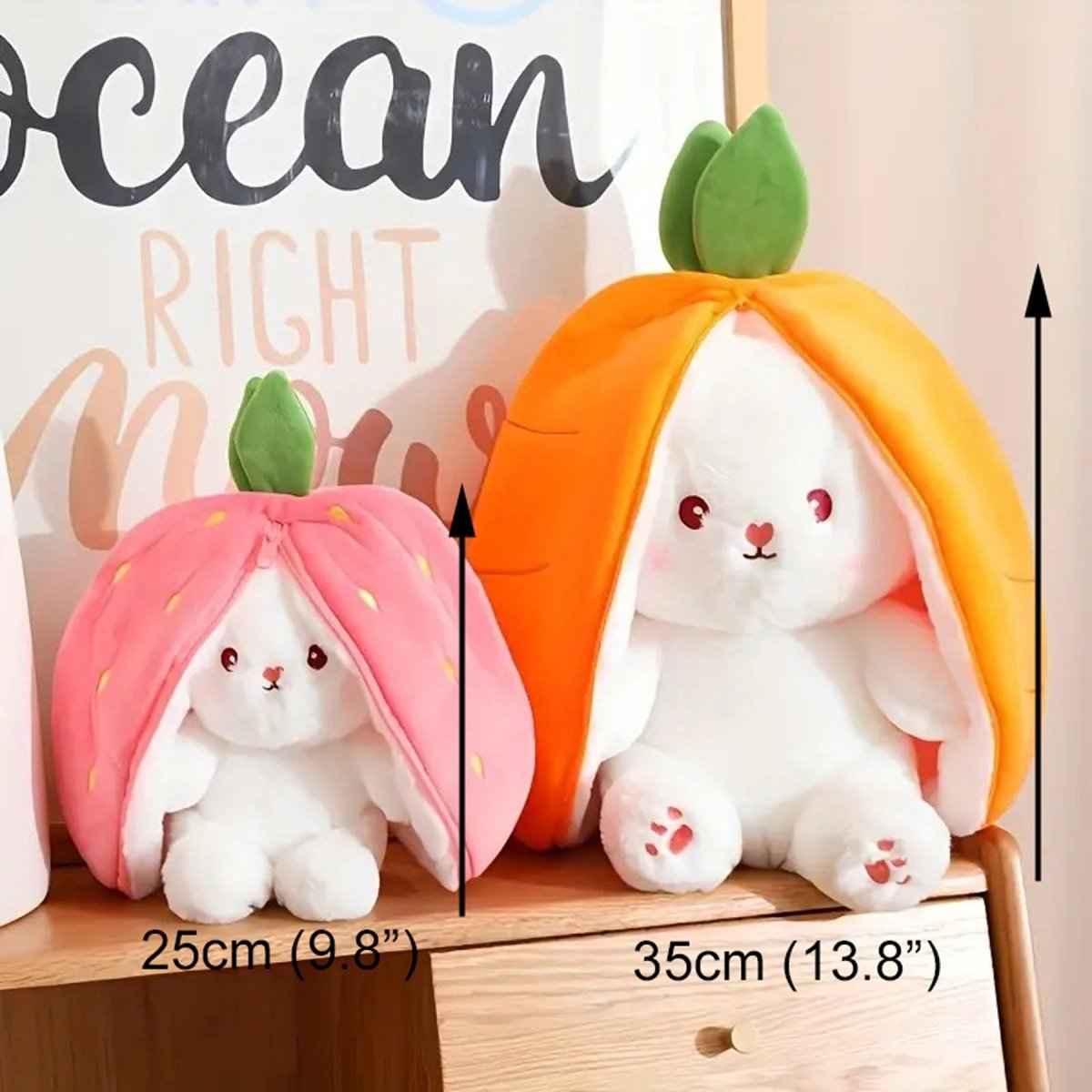 Reversible Strawberry & Carrot Bunny Plush Toy