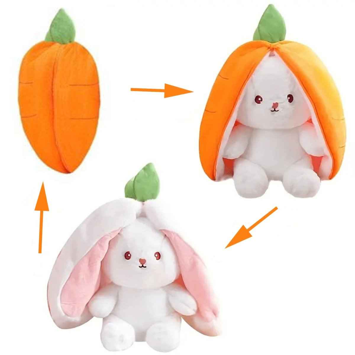 Reversible Strawberry & Carrot Bunny Plush Toy
