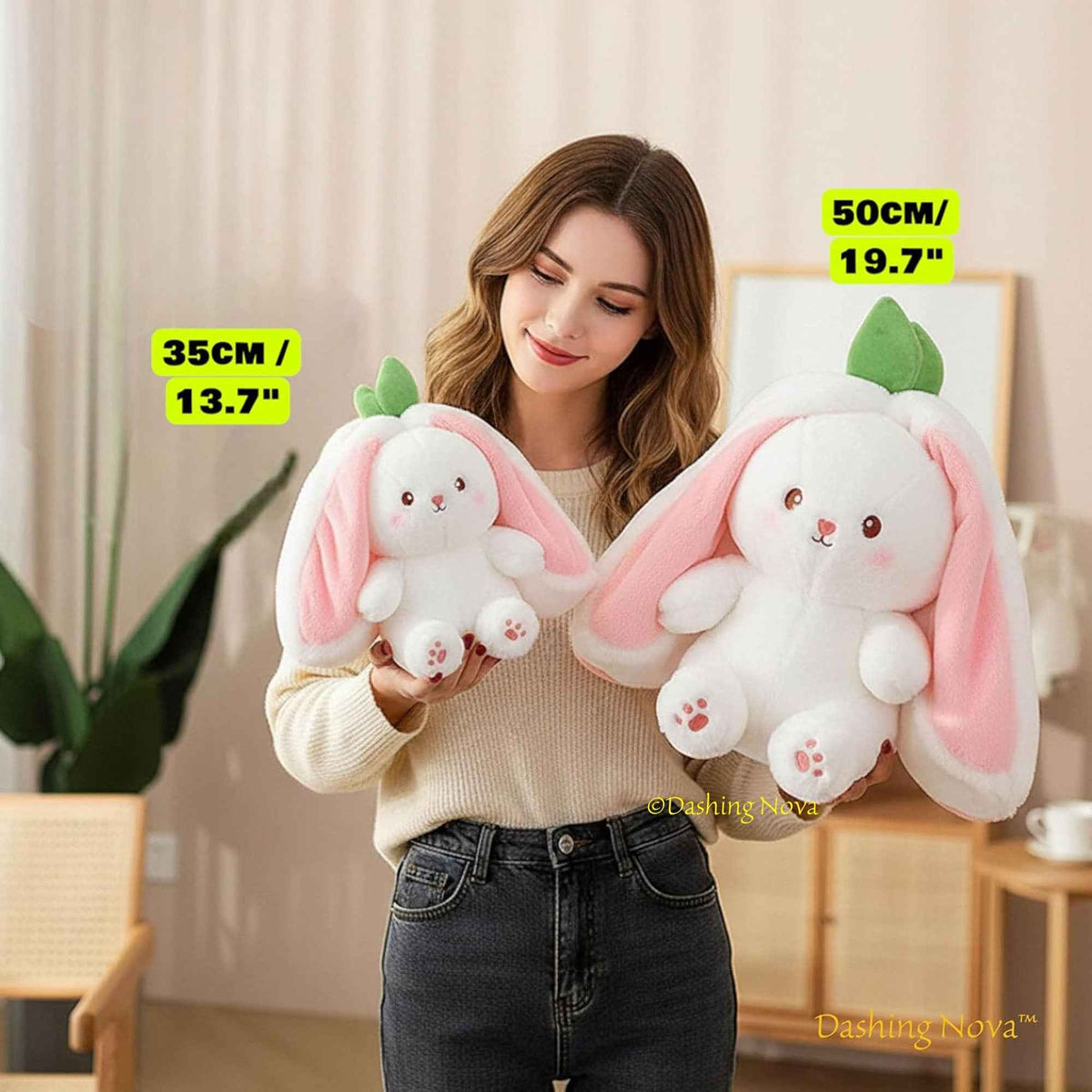Reversible Strawberry & Carrot Bunny Plush Toy