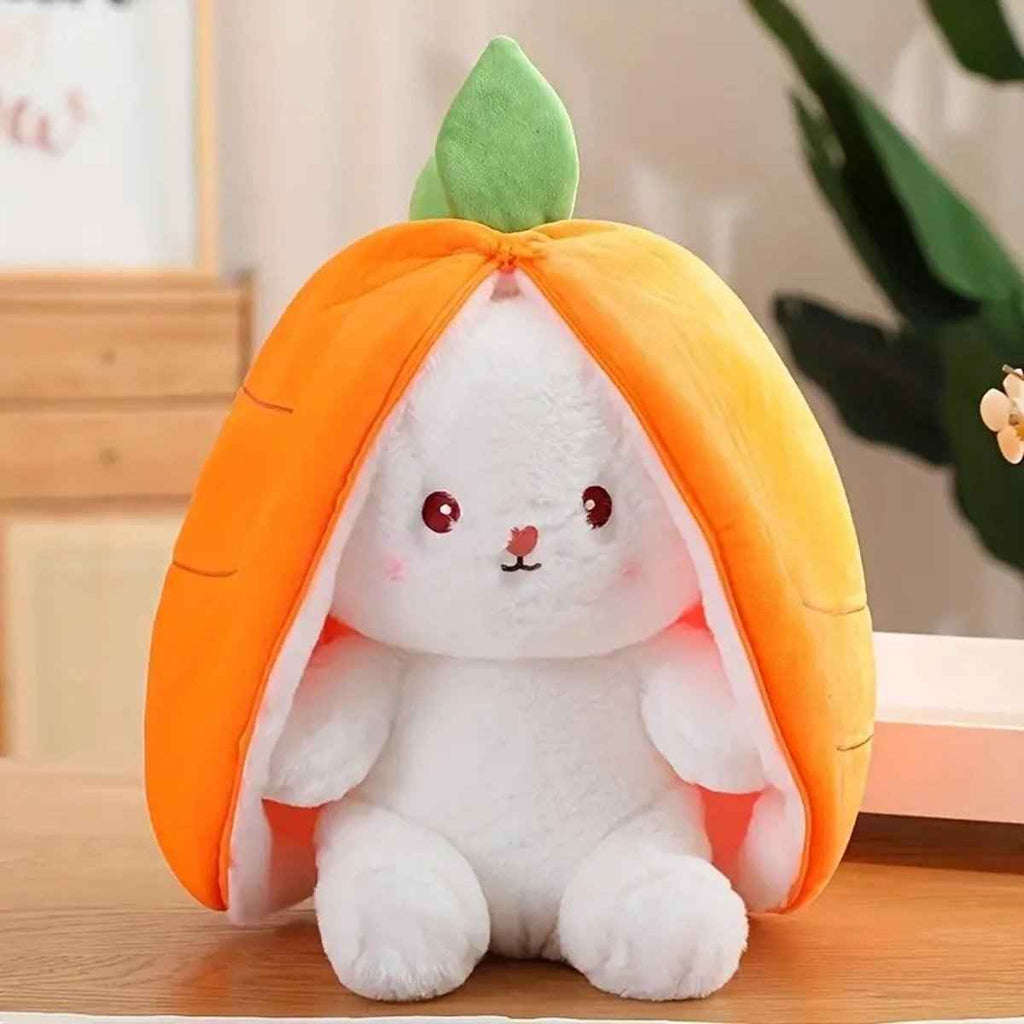 Reversible Strawberry & Carrot Bunny Plush Toy
