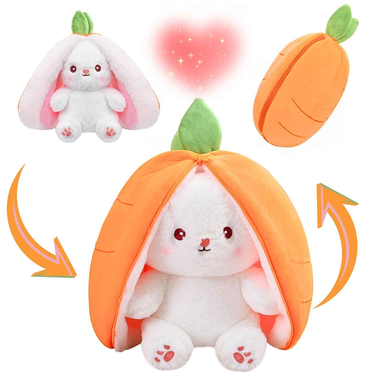 Reversible Strawberry & Carrot Bunny Plush Toy