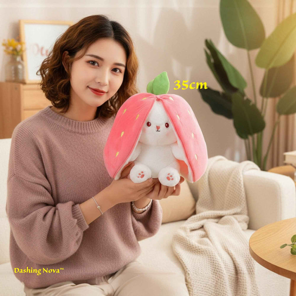 Reversible Strawberry & Carrot Bunny Plush Toy