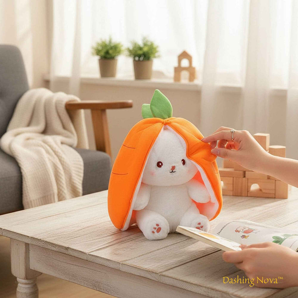 Reversible Strawberry & Carrot Bunny Plush Toy
