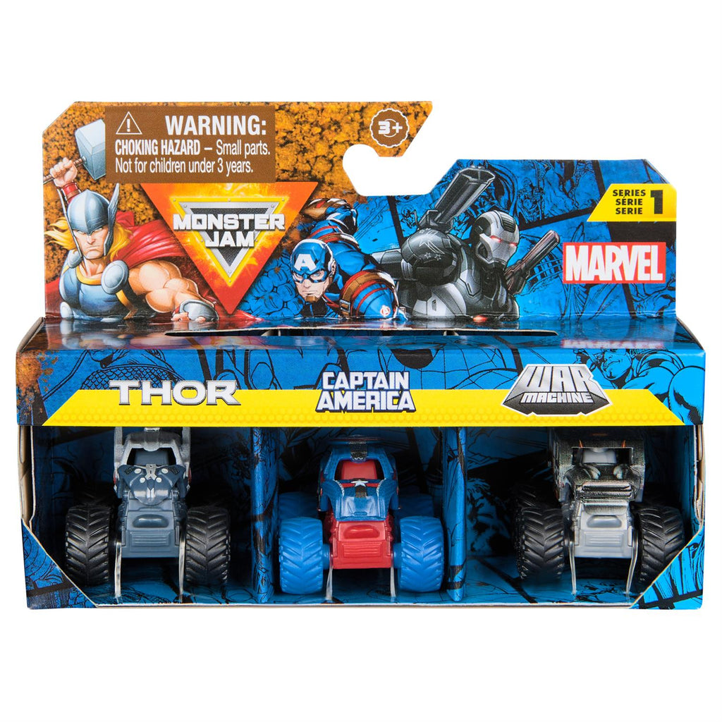 Monster Jam Marvel Mini Trucks – 3-Pack, 1:87