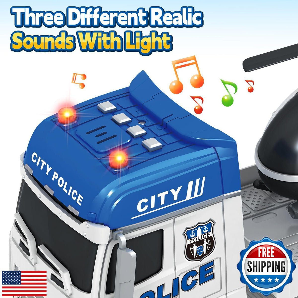 25-Inch Police Transport Truck & Race Car Toy