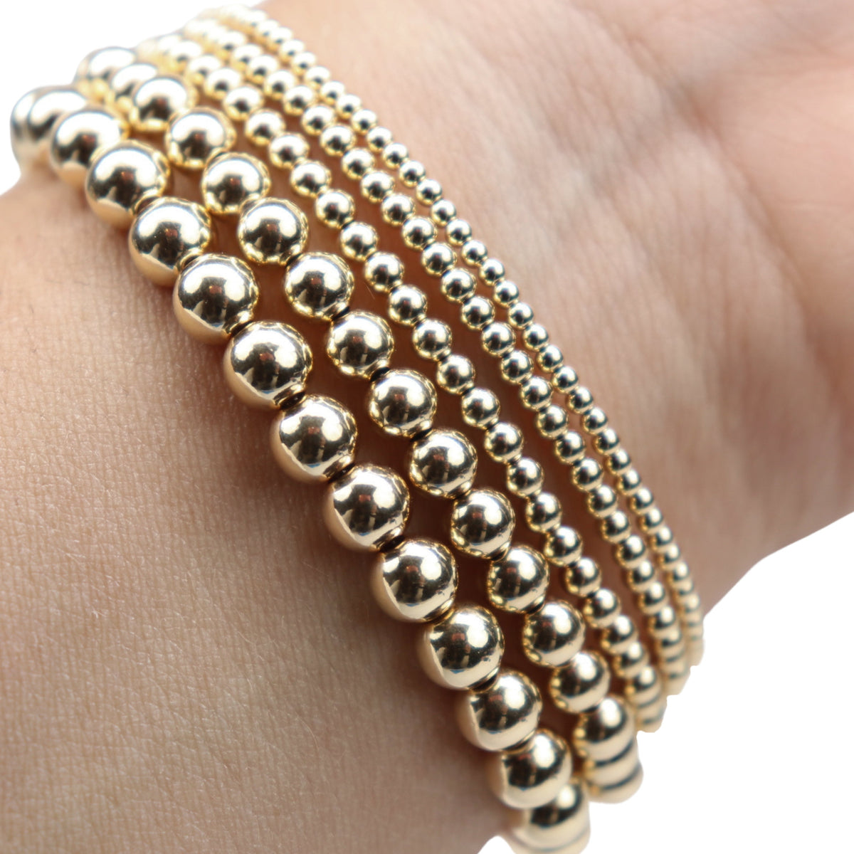 14/20 Gold-Filled Stretch Beaded Bangle Bracelet