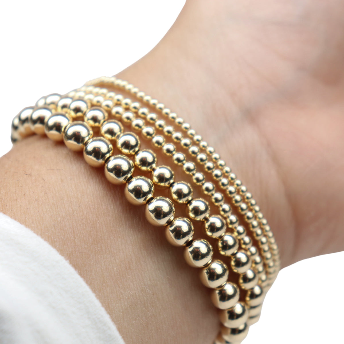 14/20 Gold-Filled Stretch Beaded Bangle Bracelet