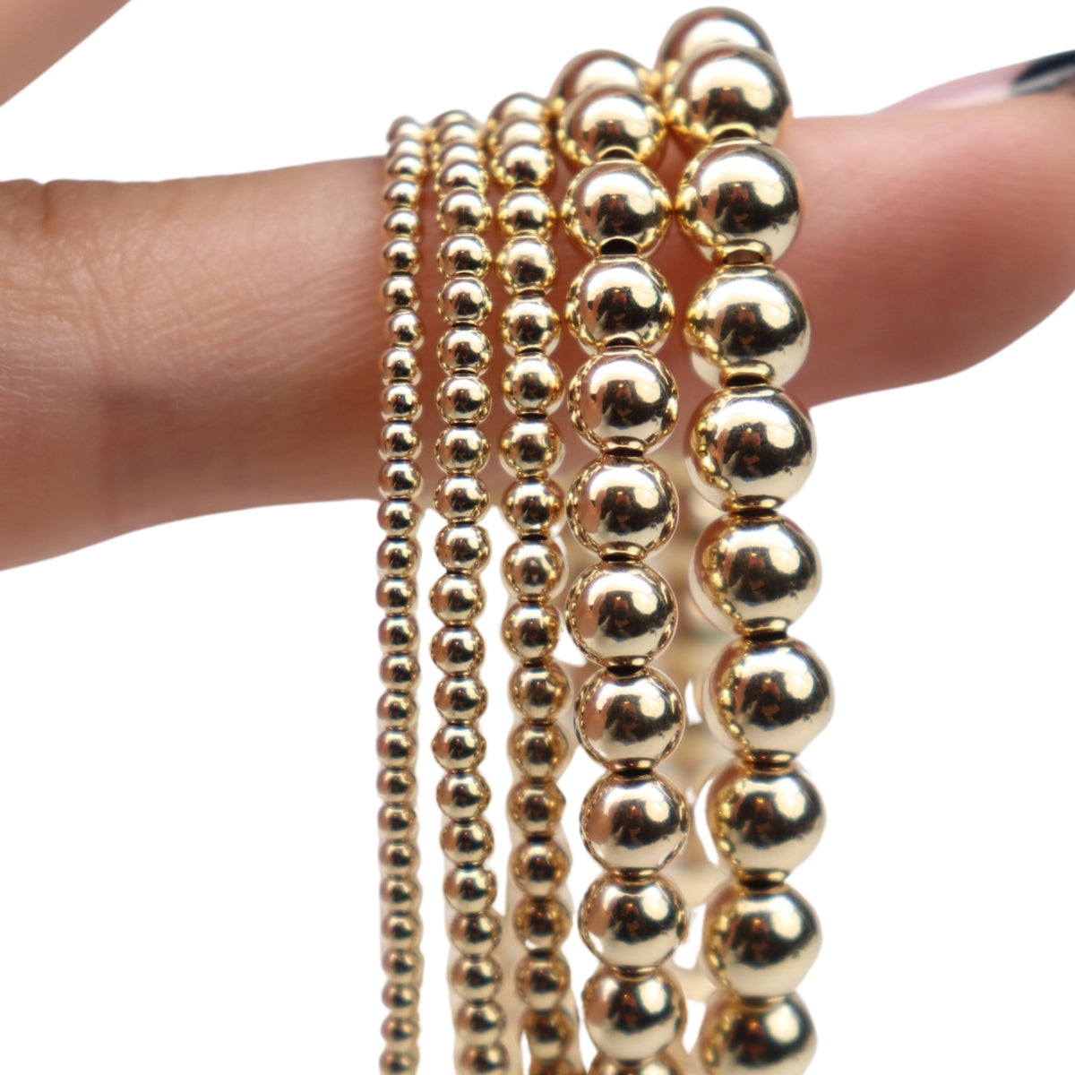 14/20 Gold-Filled Stretch Beaded Bangle Bracelet