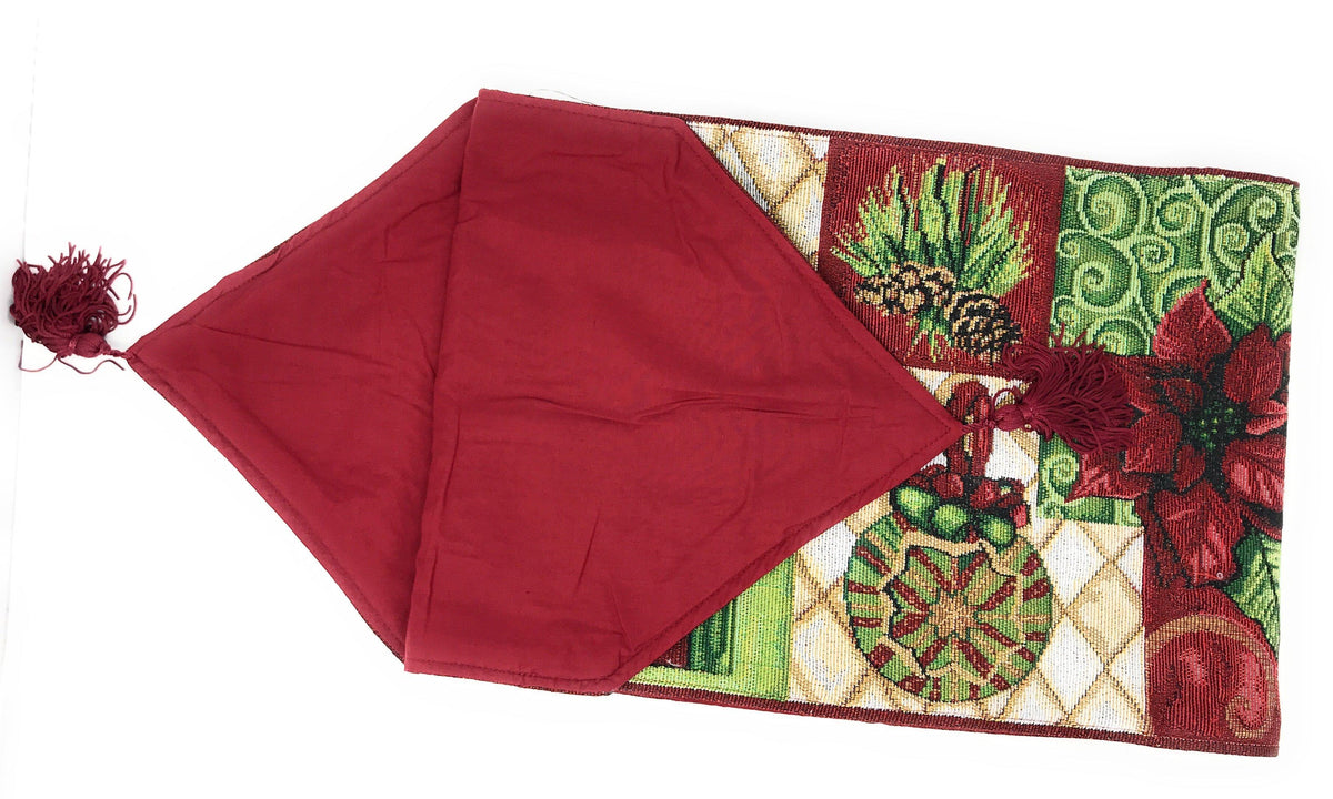 Holiday Tidings Poinsettia Christmas Table Runner