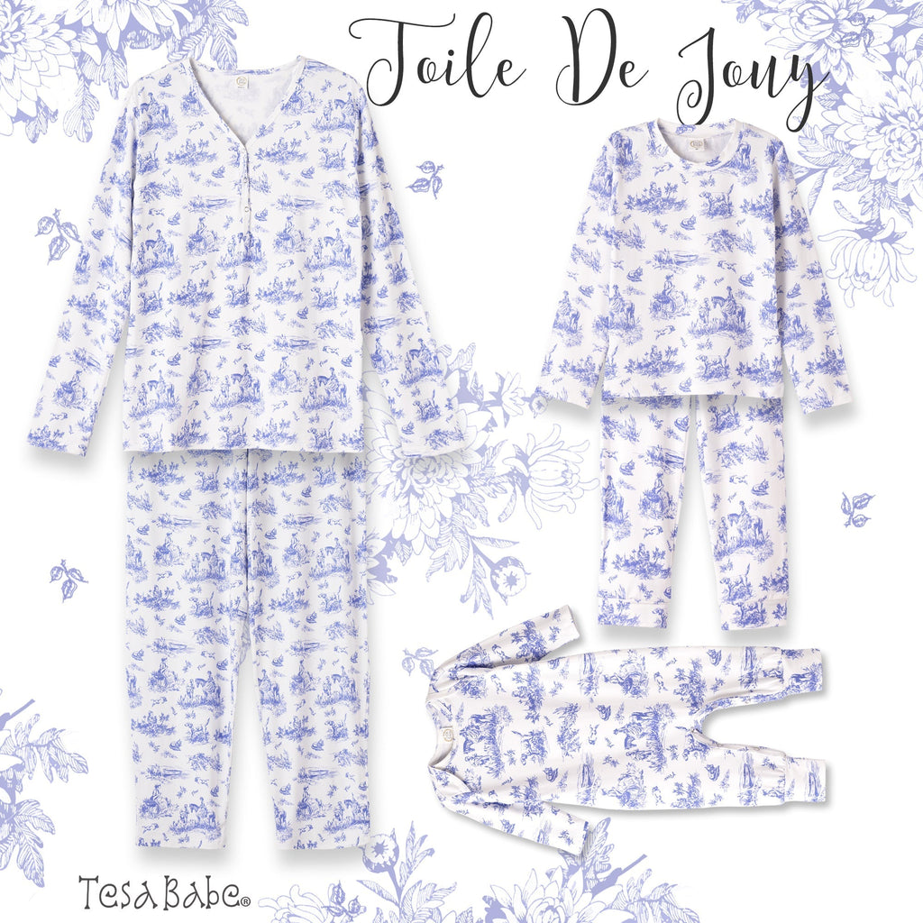 Girls' Toile de Jouy Bamboo-Blend Pajama Set