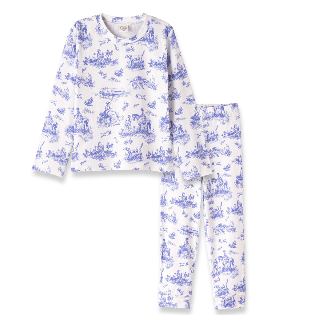Girls' Toile de Jouy Bamboo-Blend Pajama Set