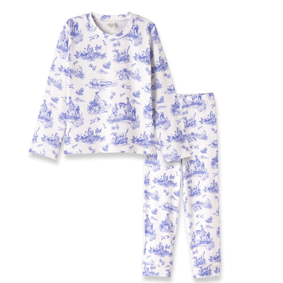 Girls' Toile de Jouy Bamboo-Blend Pajama Set