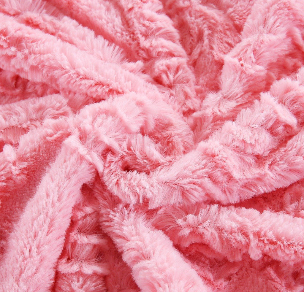 DaDa Bedding Pink Rose Sherpa Fleece Throw Blanket