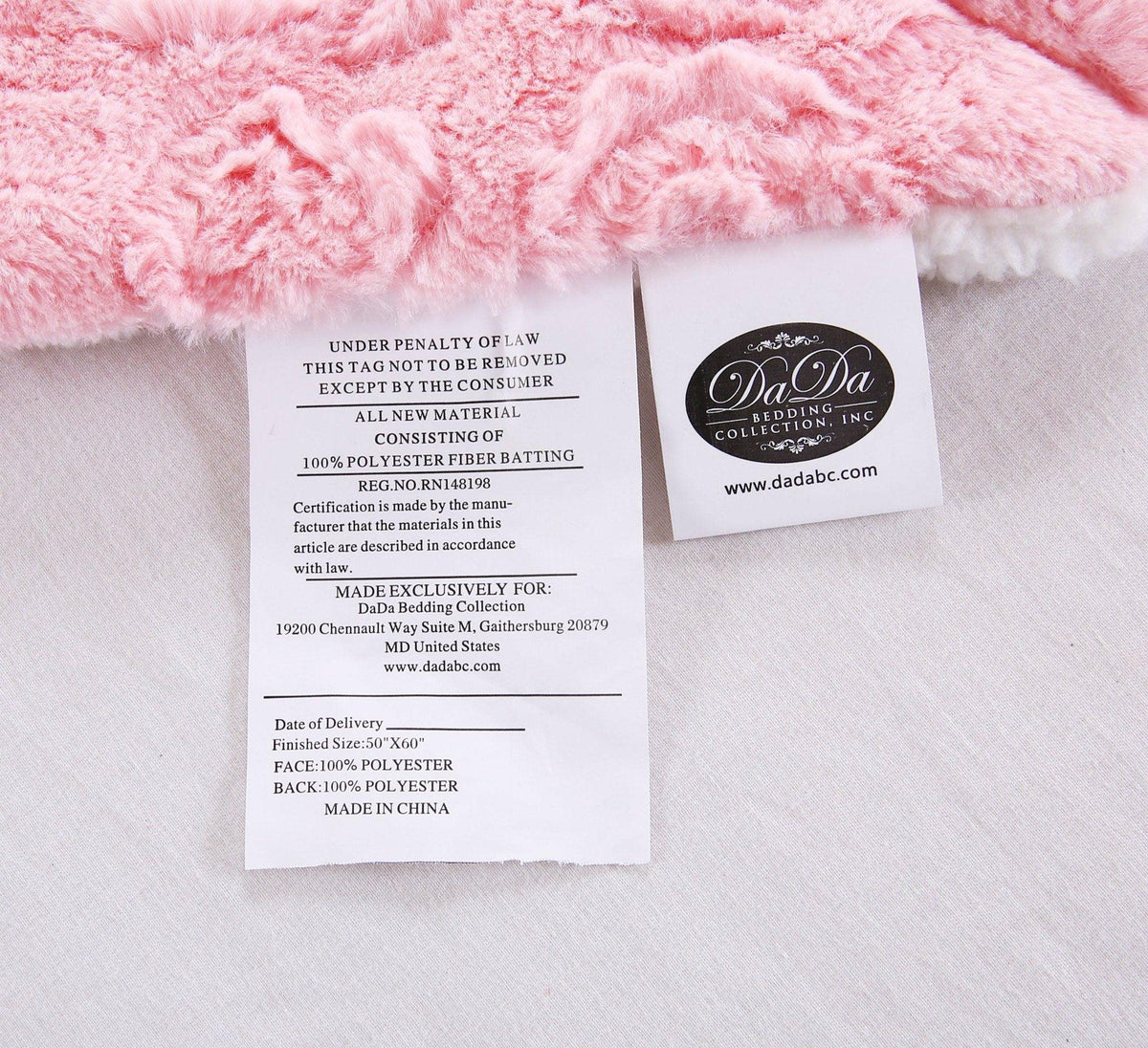 DaDa Bedding Pink Rose Sherpa Fleece Throw Blanket