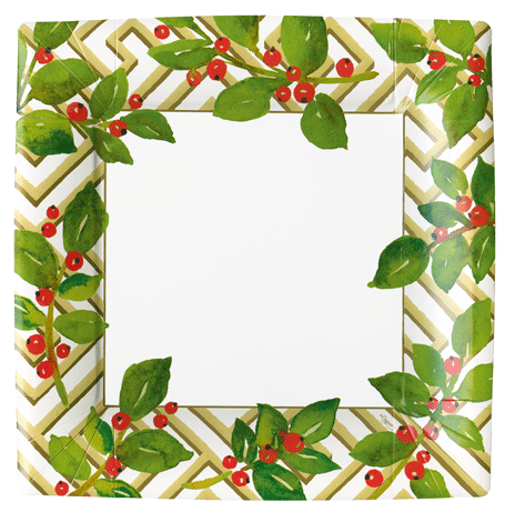 Holly & Fretwork Christmas Paper Dinner Plates – Pack of 8