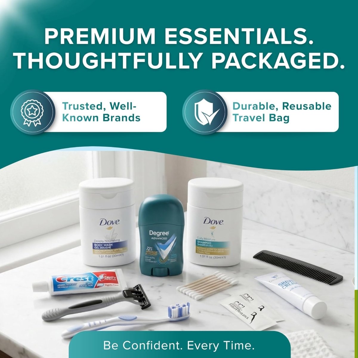 TrekTote 12-Piece Men’s Premium Travel Hygiene Kit
