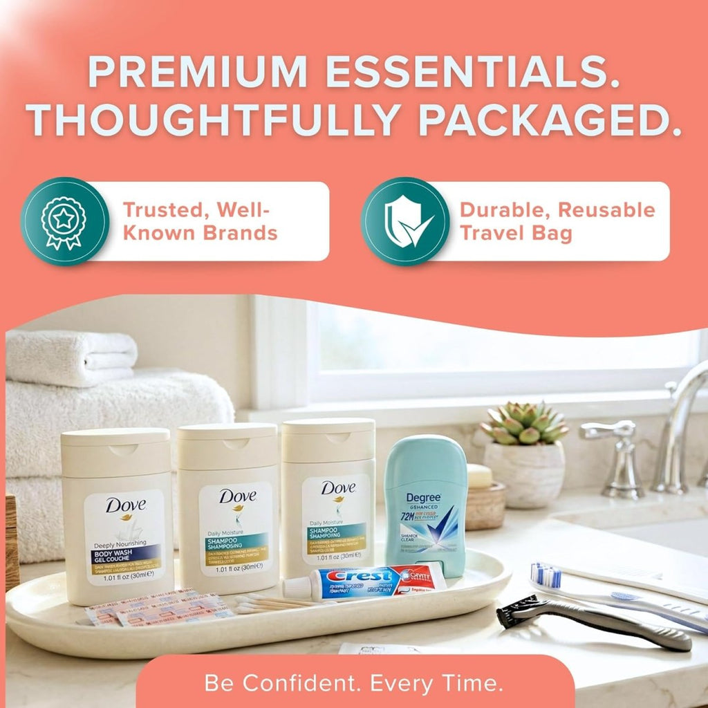 TrekTote 12-Piece Women’s Premium Travel Hygiene Kit