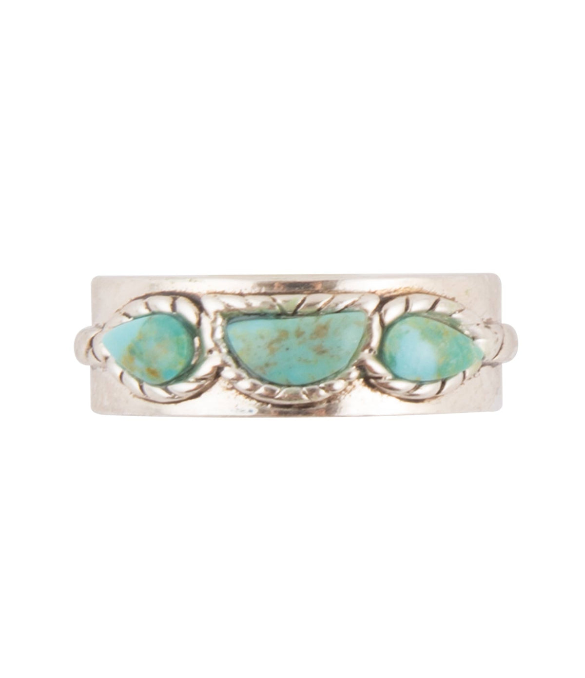 Three-Stone Blue Turquoise Sterling Silver Ring