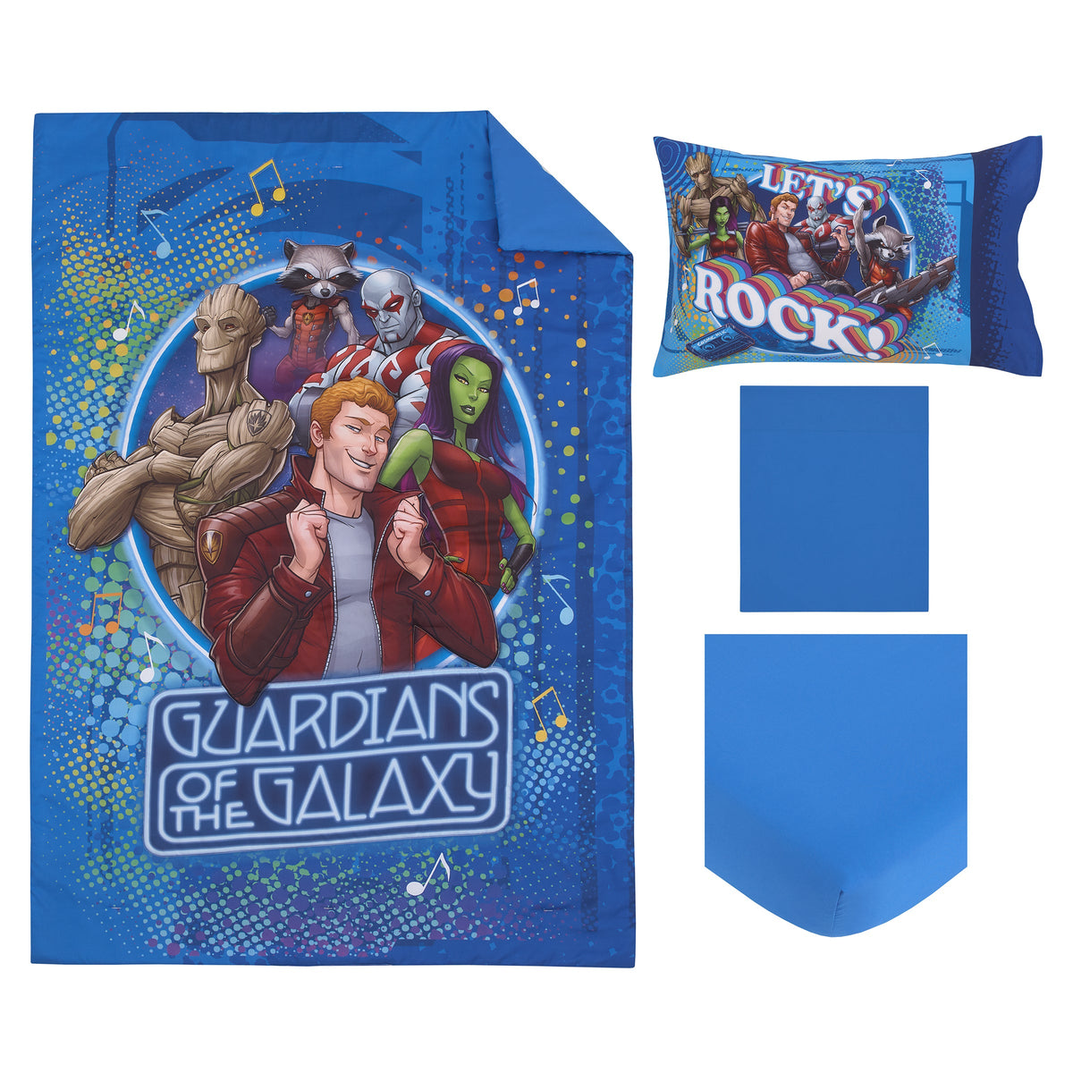 Marvel Guardians of the Galaxy Let's Rock Toddler Bedding — 4 Pieces