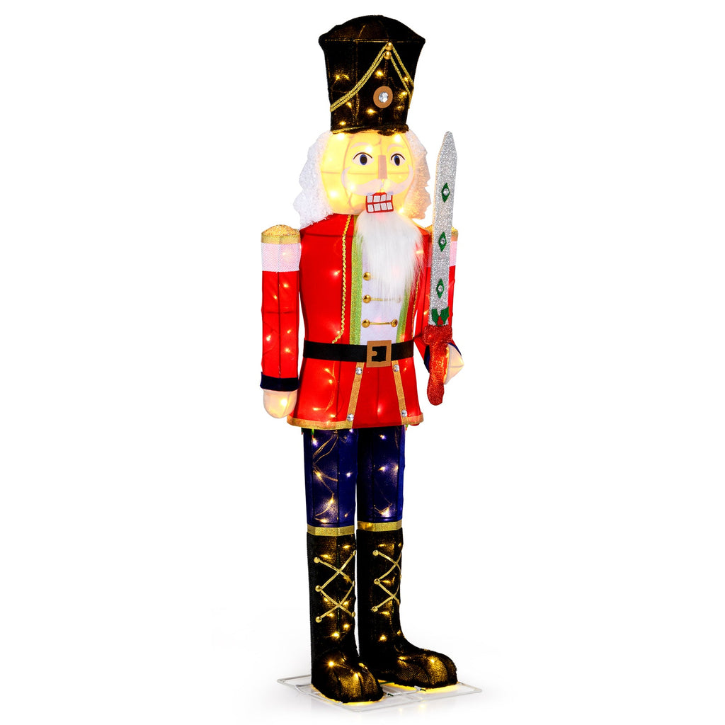 Set of 2 5 ft Christmas Nutcracker Outdoor Christmas Decoration with Glitter Sword