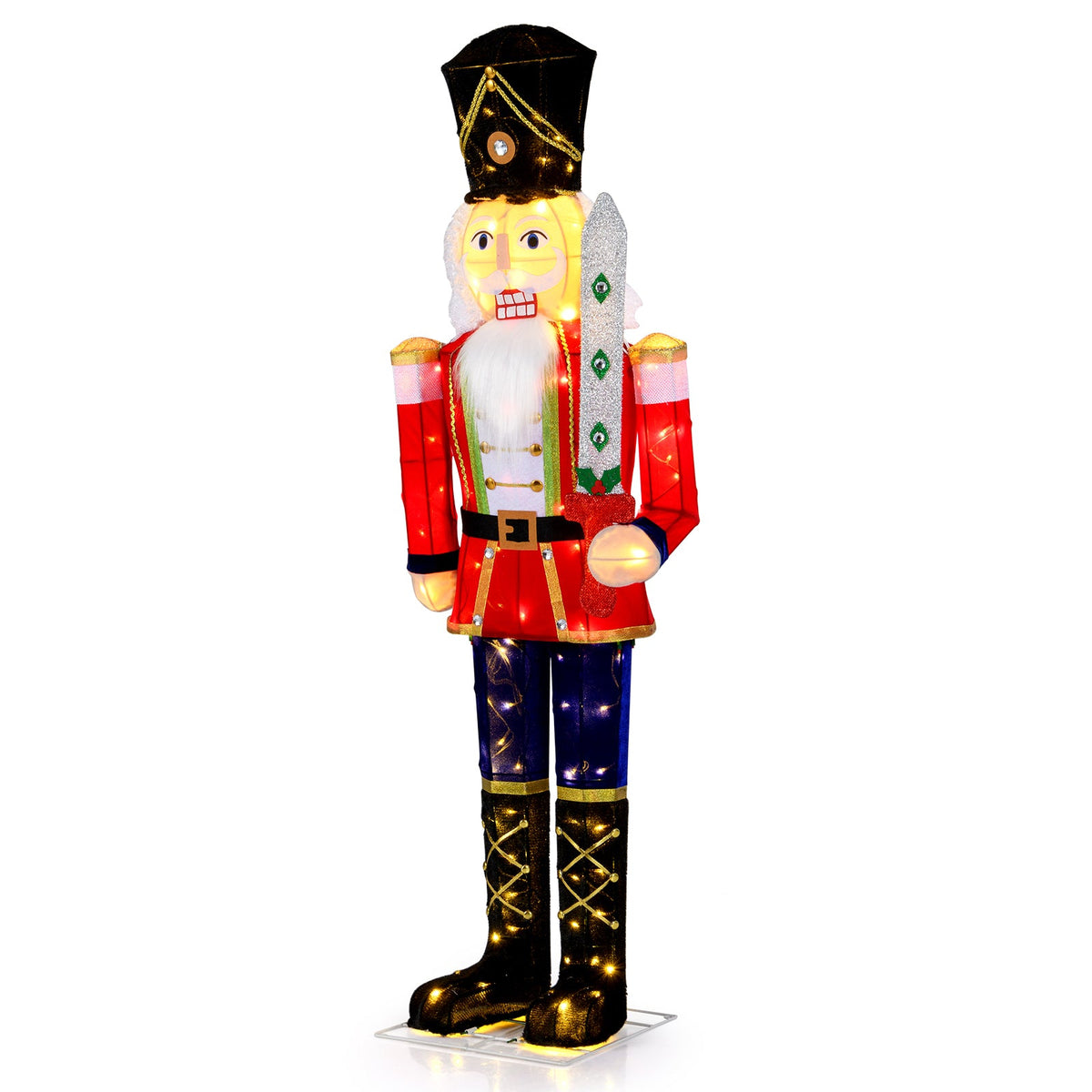 Set of 2 5 ft Christmas Nutcracker Outdoor Christmas Decoration with Glitter Sword