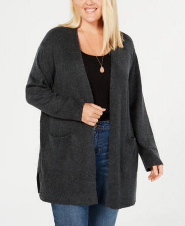 Style & Co. Women’s Plus-Size Heathered Cardigan with Ribbed Trim