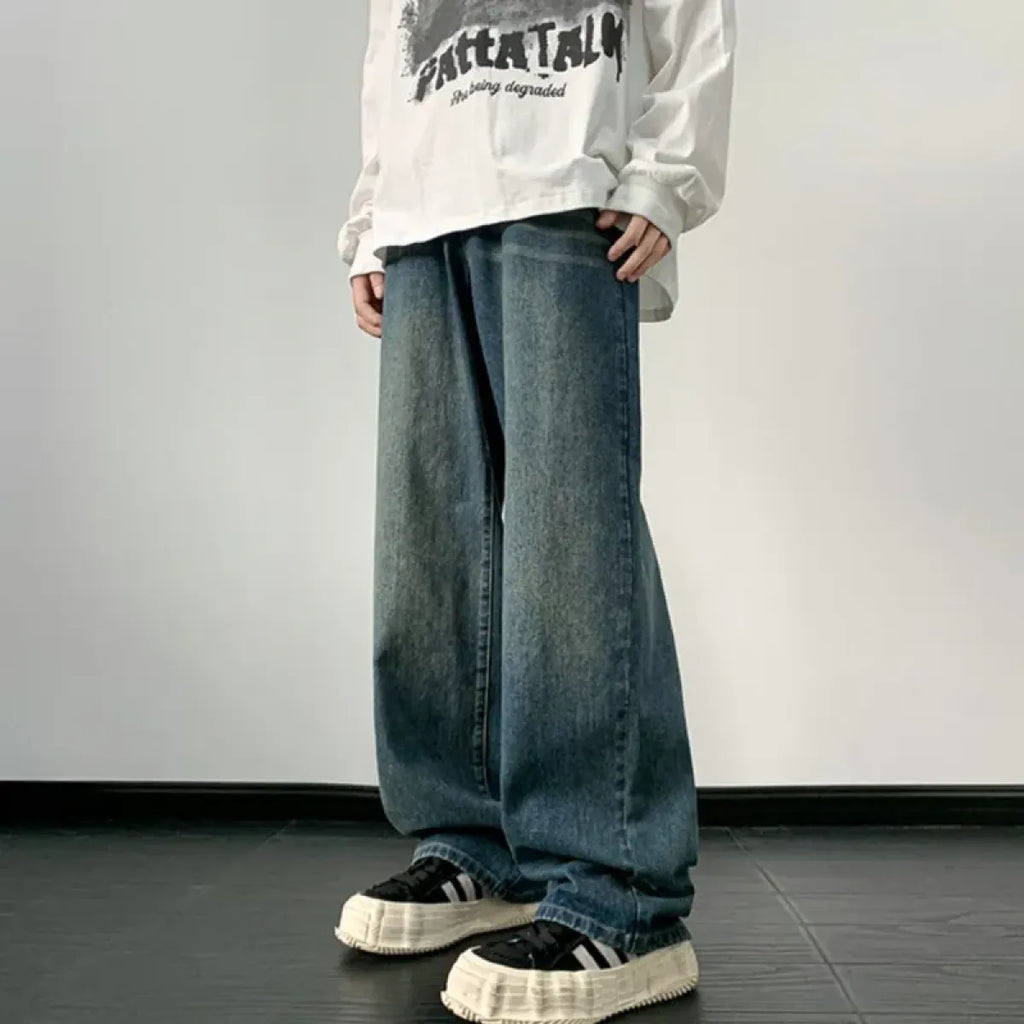 Men's Vintage Wide-Leg Denim Jeans