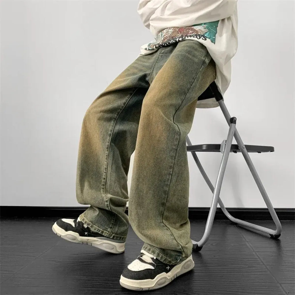 Men's Vintage Wide-Leg Denim Jeans