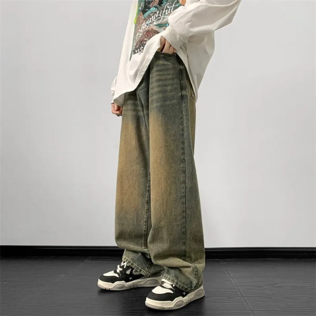 Men's Vintage Wide-Leg Denim Jeans