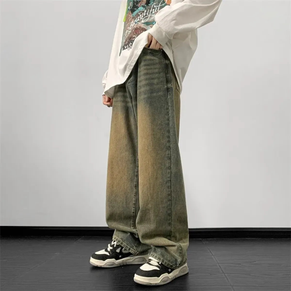 Men's Vintage Wide-Leg Denim Jeans