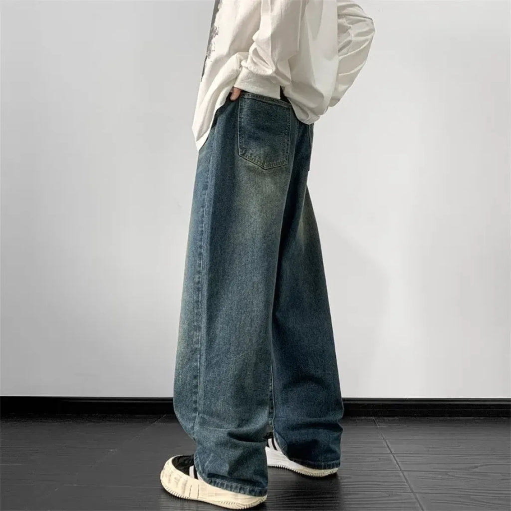 Men's Vintage Wide-Leg Denim Jeans