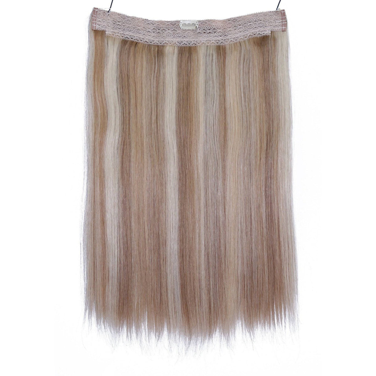 VIP BandX Halo Straight Human Hair Extensions with Clip, 18 Inches
