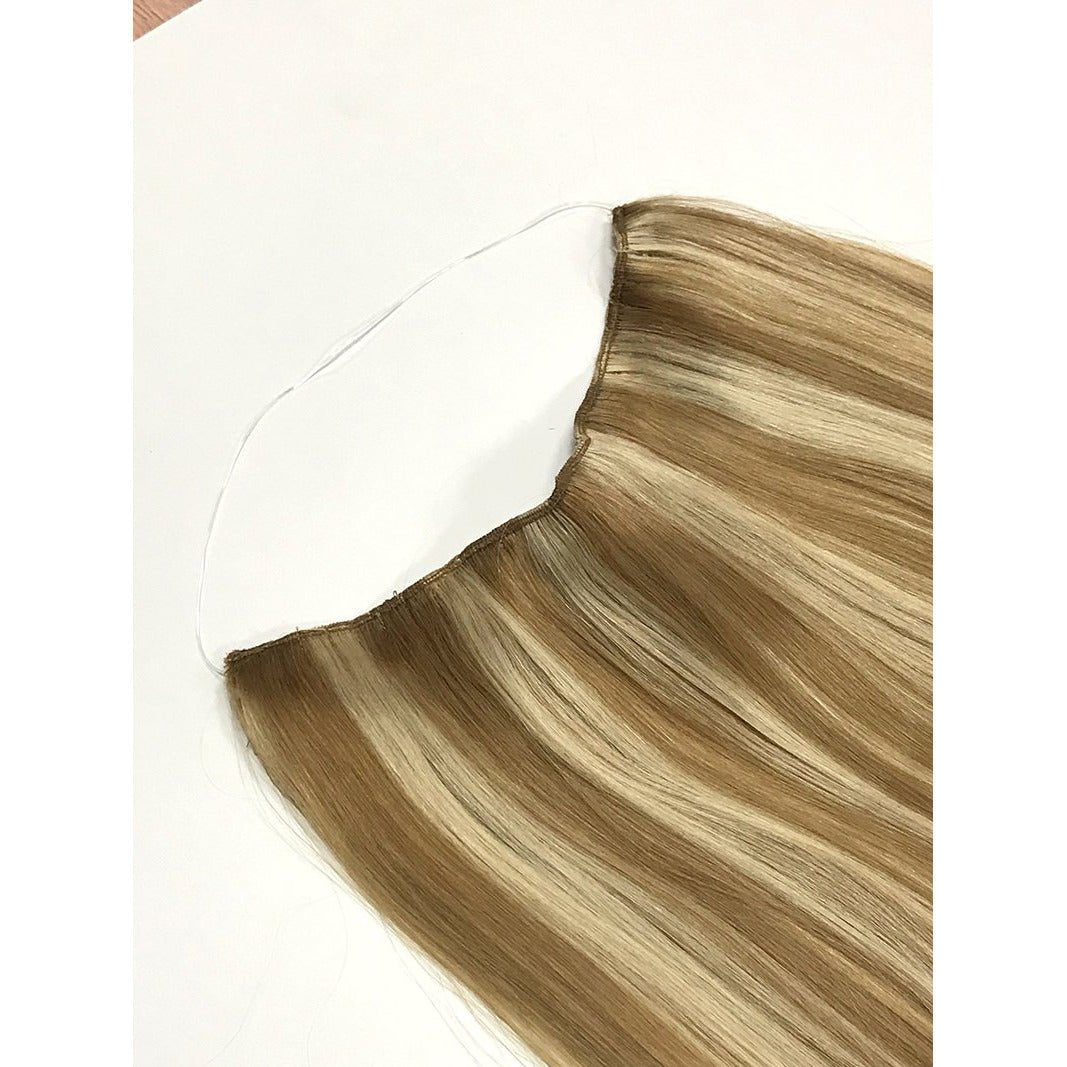 VIP BandX Halo Straight Human Hair Extensions with Clip, 18 Inches