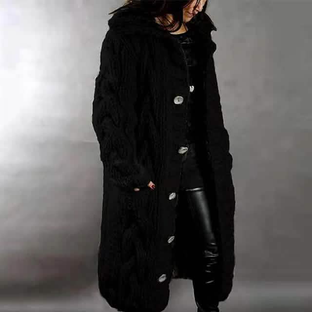 Women’s Chunky Cable-Knit Hooded Cardigan